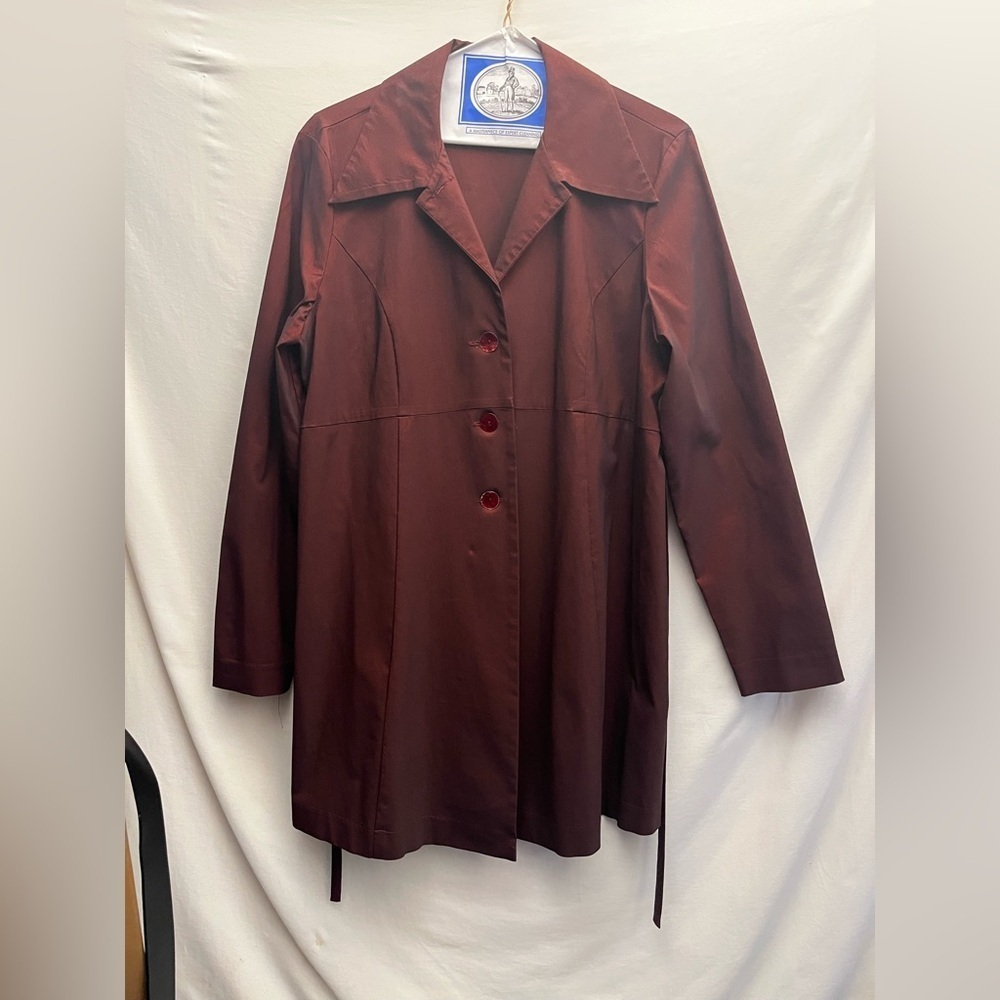 MIMI MATERNITY VINTAGE JACKET AND DRESS SET IN RED SATIN GLOSSY BORDEAUX SZ M